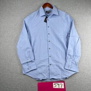 Express 1MX Shirt Extra Slim Stretch Cotton Button Up Long Sleeve Mens Large